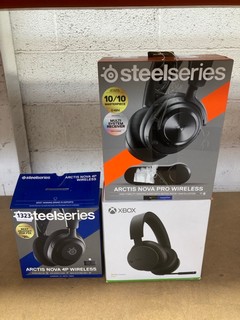 3 X ASSORTED HEADPHONES TO INCLUDE STEELSERIES ARCTIS NOVA 4P WIRELESS HEADPHONES IN BLACK: LOCATION - AR19