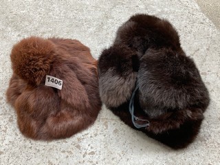 A RUSSIAN USHANKA FUR HAT AND A VINTAGE MINK HAT: LOCATION - BR11