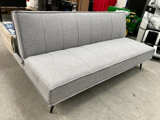 3 SEATER GREY FABRIC CLICK CLACK SOFA BED: LOCATION - A1