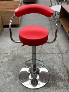 LAZIO ADJUSTABLE BREAKFAST BAR STOOL IN RED RRP £150: LOCATION - B2