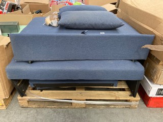 INCOMPLETE SOFA BED IN DARK BLUE (MISSING BACK PIECE): LOCATION - B8