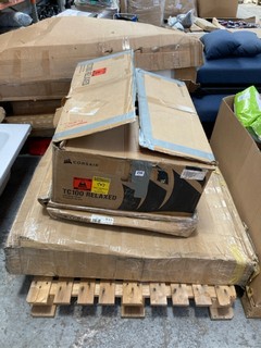 PALLET OF ASSORTED ITEMS TO INCLUDE INCOMPLETE JOYFLY GAMING CHAIR: LOCATION - B8