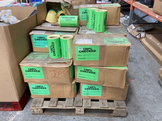 PALLET OF GREEN 100% CHECKED STICKERS: LOCATION - B8 (KERBSIDE PALLET DELIVERY)