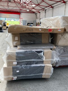 PALLET OF INCOMPLETE BED BASES TO INCLUDE DIVAN BED BASE IN CHARCOAL FABRIC: LOCATION - A3