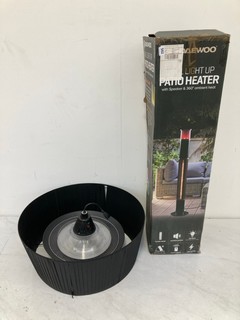 DAEWOO 3 IN 1 LIGHT UP PATIO HEATER WITH SPEAKER & 360 AMBIENT HEAT TO INCLUDE PART OF ELECTRICAL PATIO HEATER TOP: LOCATION - AR9