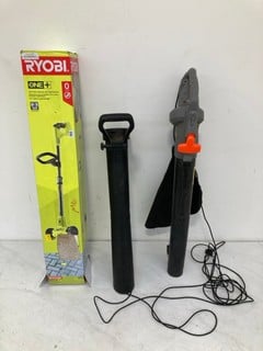 RYOBI 18V PATIO CLEANER WITH WIRE BRUSH IN BLACK/GREEN TO INCLUDE TERRATEK 3000W ELECTRIC LEAF BLOWER IN BLACK/GREY: LOCATION - AR9