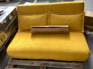 2 SEATER FOLDING SOFA BED IN MUSTARD YELLOW: LOCATION - A4