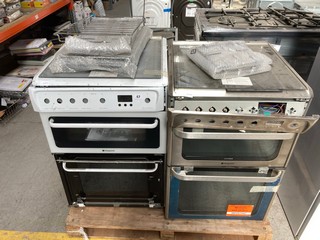 2 X HOTPOINT GAS COOKERS (DAMAGE TO BOTH COOKERS): LOCATION - A5 (KERBSIDE PALLET DELIVERY)