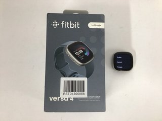 FITBIT VERSA 4 HEALTH & FITNESS TRACKER IN PLATINUM ALUMINIUM CASE & WATERFALL BLUE INFINITY BAND: MODEL NO FB523 (WITH BOX, CHARGER CABLE & STRAPS) [JPTM122265]