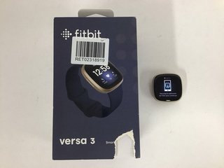 FITBIT VERSA 3 HEALTH & FITNESS TRACKER IN SOFT GOLD ALUMINIUM CASE & MIDNIGHT INFINITY BAND: MODEL NO FB511 (WITH BOX, CHARGER CABLE & STRAPS) [JPTM122488]