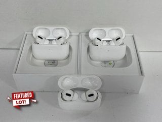 3 X APPLE AIRPOD PRO WIRELESS EARBUDS: MODEL NO A2190 (WITH 2X BOXES & 2X CHARGER CABLES) [JPTM122495]