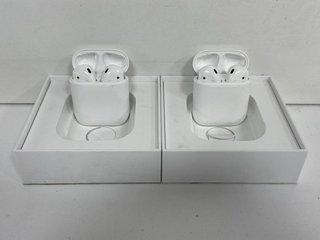 2 X APPLE AIRPODS WIRELESS EARBUDS: MODEL NO A1602 (WITH BOXES) [JPTM122354]