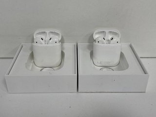 2 X APPLE AIRPODS WIRELESS EARBUDS: MODEL NO A1602 (WITH BOXES) [JPTM122357]