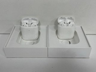 2 X APPLE AIRPODS WIRELESS EARBUDS: MODEL NO A1602 (WITH BOXES) [JPTM122355]