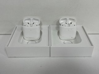 2 X APPLE AIRPODS WIRELESS EARBUDS: MODEL NO A1602 (WITH BOXES) [JPTM122382]