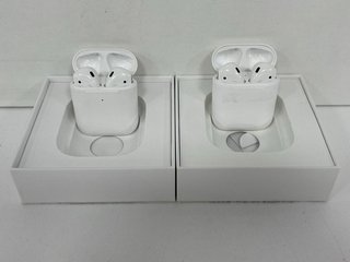 2 X APPLE AIRPODS WIRELESS EARBUDS: MODEL NO A1602 (WITH BOXES) [JPTM122369]