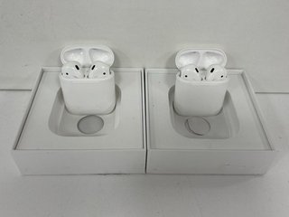 2 X APPLE AIRPODS WIRELESS EARBUDS: MODEL NO A1602 (WITH BOXES & CHARGER CABLES) [JPTM122330]