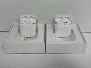 2 X APPLE AIRPODS WIRELESS EARBUDS: MODEL NO A1602 (WITH BOXES) [JPTM122378]