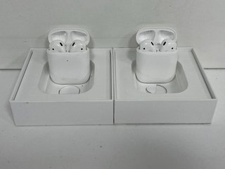 2 X APPLE AIRPODS WIRELESS EARBUDS: MODEL NO A1602 (WITH BOXES) [JPTM122376]