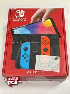 NINTENDO SWITCH OLED MODEL 64 GB GAMES CONSOLE (ORIGINAL RRP - £309) IN NEON BLUE & NEON RED: MODEL NO HEG-001 (WITH BOX & ALL ACCESSORIES) [JPTM121570]