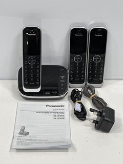 PANASONIC KX-TGJ423EB CORDLESS, HOUSE PHONES, AUTOMATED CALL BLOCKER, ANSWER MACHINE, COLOUR DISPLAY, TRIPLE HANDSET LANDLINE PHONE IN BLACK (WITH BASE UNIT AND POWER CORD) [JPTM122413]