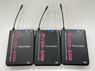 3 X OVER-EAR PARAKEET TRANSMITTERS: MODEL NO OE900T-BK-EU (WITH 3X CHARGER CABLES & PLUGS) [JPTM122552]