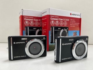 2 X AGFAPHOTO COMPACT CAM DC5500 DIGITAL CAMERAS IN BLACK (WITH BOX, NO BATTERIES INCLUDED) [JPTM122588]