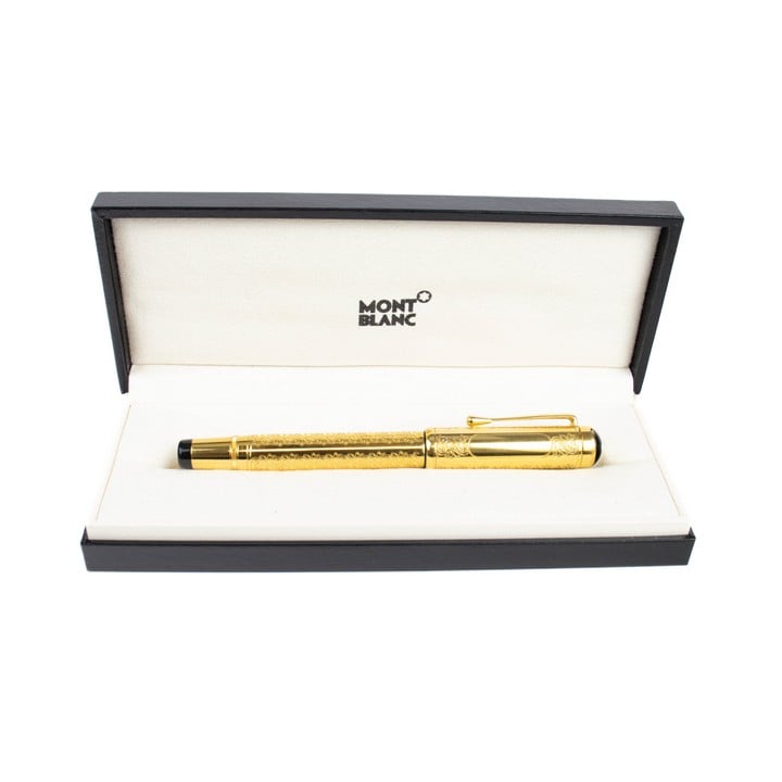 Montblanc Silver Gold Plated Patterned Fountain Pen. 4751/4810. Original Box. Auction Guide: £200-£300 (VAT Only Payable on Buyers Premium)