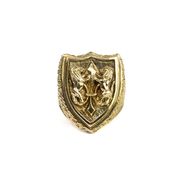 Silver Gold Plated Shield Ring, Size S, 36.6g (VAT Only Payable on Buyers Premium)