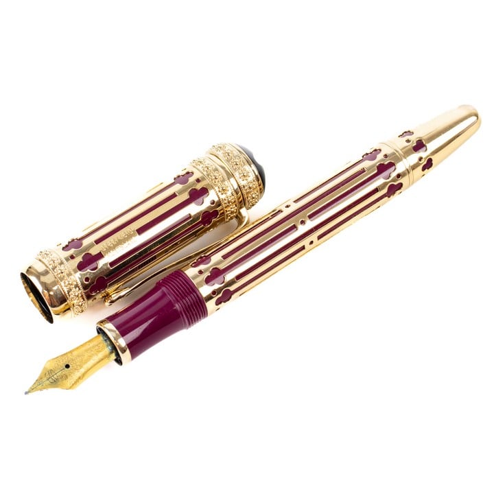 Montblanc Catherine II 18K Engraved Nib 1997 Gold Plated Fountain Pen. 0782/4810.  Auction Guide: £800-£1,000 (VAT Only Payable on Buyers Premium)