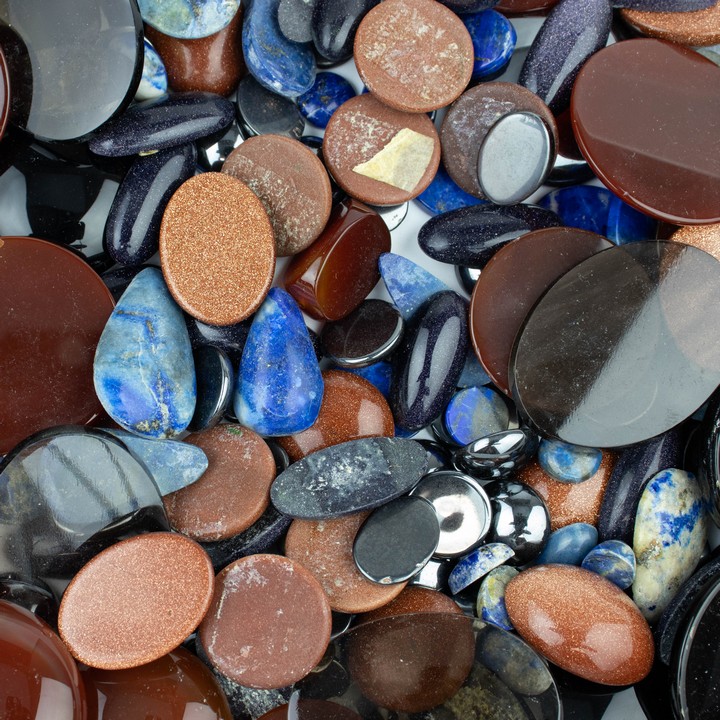 Mixed Cabochon Mixed-cut Parcel of Gemstones, 1Kg