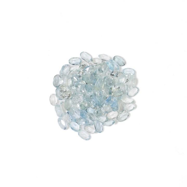 21.47ct Aquamarine Faceted Oval-cut Parcel of Gemstones, 5x3mm