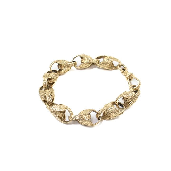 9k Yellow Patterned Tulip Link Bracelet, 22cm, 39.1g.  Auction Guide: £650-£750 (VAT Only Payable on Buyers Premium)