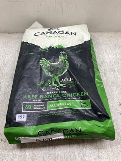 CANAGAN ALL STAGES FREE RANGE CHICKEN DRIED DOG FOOD PACK 12KG BB: 03/26: LOCATION - A9