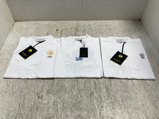 3 X ASSORTED PERCIVAL CLOTHING ITEMS TO INCLUDE EGGSIE WEGGSIE AUXILIARY TSHIRT IN WHITE SIZE: S: LOCATION - A10