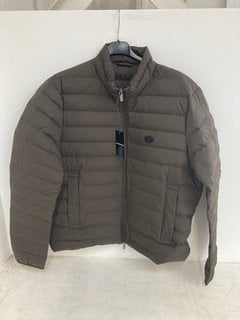 EMPORIO ARMANI ZIP UP DOWN JACKET IN BROWN SIZE: 52 EU RRP - £307: LOCATION - WHITE BOOTH