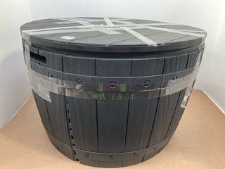 LARGE PLASTIC GARDEN BARREL IN BLACK: LOCATION - B15