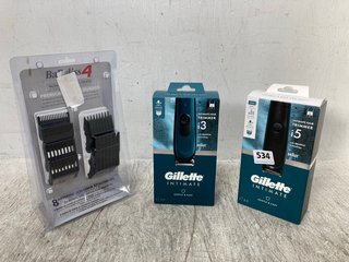 3 X ASSORTED MENS SHAVER ITEMS TO INCLUDE GILLETTE INTIMATE HAIR TRIMMER: LOCATION - B6