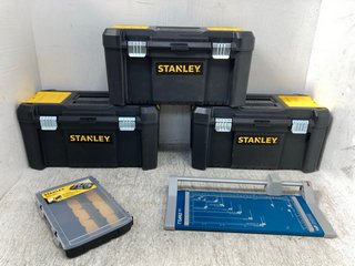 4 X ASSORTED DIY ITEMS TO INCLUDE STANLEY PLASTIC TOOL BOXES IN BLACK/YELLOW: LOCATION - B5