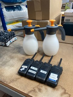 4 X HYTERA WALKIE TALKIES TO INCLUDE 2 X HOZELOCK WATER SPRAYERS: LOCATION - B3