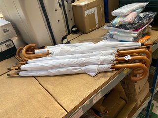 QTY OF WOODEN HANDLED UMBRELLAS IN WHITE: LOCATION - B3