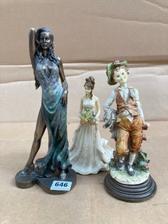 3 X ASSORTED VINTAGE WOMAN FIGURINES: LOCATION - C5