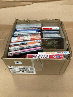 QTY OF ASSORTED DVD'S AND CD'S TO INCLUDE SOUTH PARK SEASONS 1 - 5 , LANA DEL RAY BORN TO DIE (PLEASE NOTE: 18+YEARS ONLY. ID MAY BE REQUIRED): LOCATION - C6