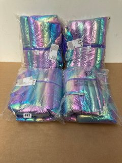 4 X MOUNTAIN WAREHOUSE CHILDRENS SEASONS 2 PADDED JACKETS IN MERMAID SIZE: 7 - 8 YRS: LOCATION - C9