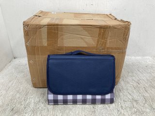 BOX OF PICNIC BLANKETS IN NAVY: LOCATION - C15