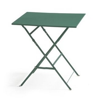 LA REDOUTE INTERIEURS OZEVAN SQUARE FOLDING METAL TABLE IN GREEN EUCALYPTUS RRP - £160: LOCATION - B2