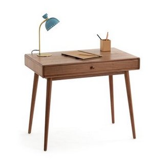 LA REDOUTE INTERIEURS MIJI 1-DRAWER WALNUT VENEER DESK. RRP - £399: LOCATION - B2