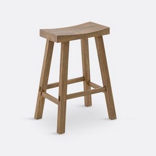 LA REDOUTE INTERIEURS ASAYO BAR STOOL IN SOLID ELM, H65 CM. RRP - £170: LOCATION - B2