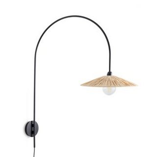 LA REDOUTE INTERIEURS RAFITA OFFSET METAL AND RAFFIA WALL LIGHT. RRP - £230: LOCATION - B3