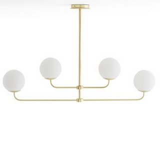 LA REDOUTE INTERIEURS MORICIO OPALINE & BRASS CEILING LIGHT. RRP - £255: LOCATION - B3